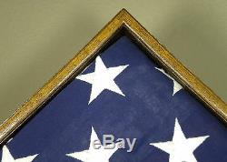 5 X 9 Oak Flag & Memorabilia Display Case Military Shadow Box Funeral Burial USA