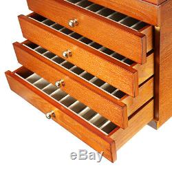 50 Pens Wooden Box Fountain Pen Display Wood Storage Case Holder 5 Layer Slots