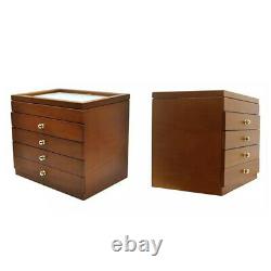 50 Piece Fountain Pen Holder Wooden Display Case Jewelry Box, Antique Color