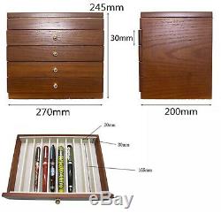 50 Slots Wooden Fountain Pen Pencil Holder Display Case Storage Organizer Box