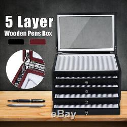 56 Fountain Pen Display Box Organizer Wood Storage Collection Tray Case Holder