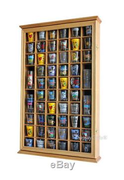 56 Shot Glass Display Case Holder Cabinet Rack Wall Shadow Box SC56-OA