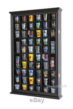 56 Shot Glass Display Case Holder Cabinet Rack Wall Shadow box- Black SC56-BL