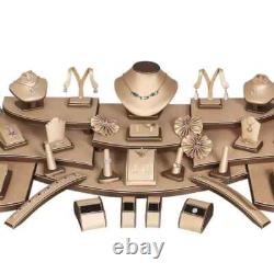 57 Piece Luxury Champagne Gold Jewelry Display Showcase Set