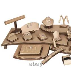 57 Piece Luxury Champagne Gold Jewelry Display Showcase Set