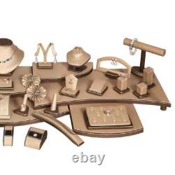 57 Piece Luxury Champagne Gold Jewelry Display Showcase Set
