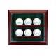 6 Baseball Cabinet Style Display Case Six Ball Hinged Door Glass Suede