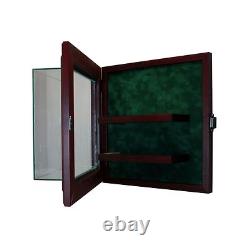 6 Baseball Cabinet Style Display Case Six Ball Hinged Door Glass Suede