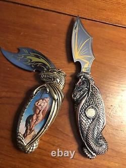 6 Fantasy KNIGHTSTONE COLLECTIONS Franklin Mint VALLEJO Knives Withdisplay Box