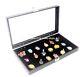 6 Glass Top Lid Black 18 Space Storage Display Boxes Cases Jewelry Pocket Watch