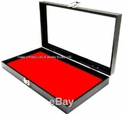 6 Glass Top Lid Red Pad Display Box Cases Militaria Medals Pins Jewelry Knife