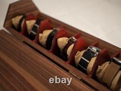 6 Slot Wooden Watch Box Display Case Organizer Glass Jewelry Storage Men