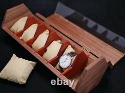 6 Slot Wooden Watch Box Display Case Organizer Glass Jewelry Storage Men