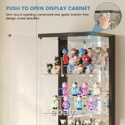 6-Tier Corner Black RGB Glass Display Case 67in Tall Lockable Curio Collectibles