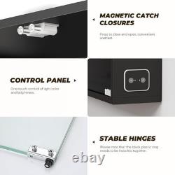 6-Tier Wall Display Case with Glass Doors, LED Sports Card Display Case with Adj