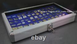 6 Wholesale Locking Aluminum Blue Cufflinks Display Portable Storage Boxes Cases