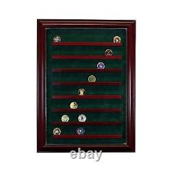64 Coin Cabinet Style Display Case Challenge Coin Hinged Door Glass Suede