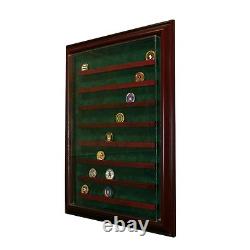 64 Coin Cabinet Style Display Case Challenge Coin Hinged Door Glass Suede