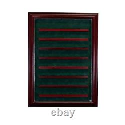 64 Coin Cabinet Style Display Case Challenge Coin Hinged Door Glass Suede