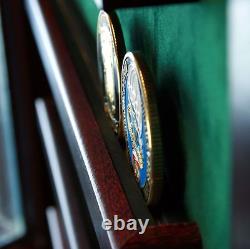 64 Coin Cabinet Style Display Case Challenge Coin Hinged Door Glass Suede