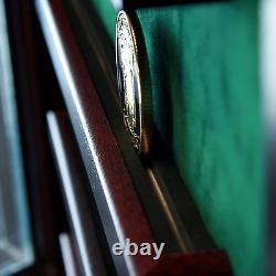 64 Coin Cabinet Style Display Case Challenge Coin Hinged Door Glass Suede