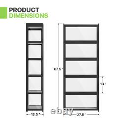 67.5 Acrylic Display Case Showcase Figure Bookshelf Black &Flip up Door, 5 Tiers