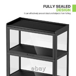 67.5 Acrylic Display Case Showcase Figure Bookshelf Black &Flip up Door, 5 Tiers