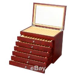 78 Fountain Pens Display Case Holder Organizer Wood Storage Box Slot 6 Layer