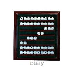 80 Golf Ball Cabinet Style Display Hinged Door Glass Suede Cherry with Green