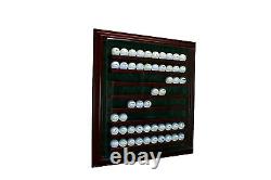 80 Golf Ball Cabinet Style Display Hinged Door Glass Suede Cherry with Green