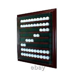 80 Golf Ball Cabinet Style Display Hinged Door Glass Suede Cherry with Green