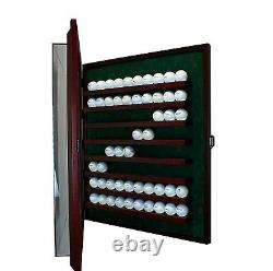 80 Golf Ball Cabinet Style Display Hinged Door Glass Suede Cherry with Green