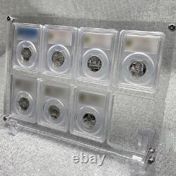 8CT Acrylic Display Stand Case Holder Storage Box for PCGS Graded Coin Slab