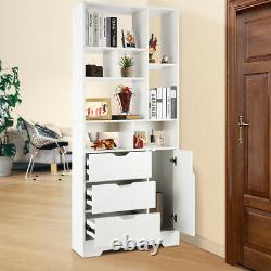 8Cube Display Wood Shelf Wooden Bookcase Storage Organizer + 4 Drawers Shelving