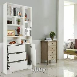 8Cube Display Wood Shelf Wooden Bookcase Storage Organizer + 4 Drawers Shelving