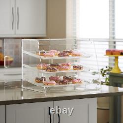 Acrylic Bakery Display Case 3-Tier Pastry Countertop Box with Trays for Desserts