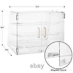 Acrylic Bakery Display Case 3-Tier Pastry Countertop Box with Trays for Desserts