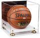 Acrylic Basketball Display Case with Mirror, Gold Risers & White Base (A001)