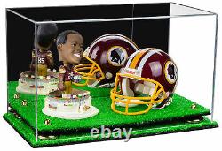Acrylic Display Case -Box with Mirror, Gold Risers & Turf Base15x8x9 (A013)