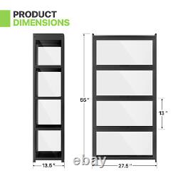 Acrylic Display Case Flip up Door 55 Wall Mounted Organizer Boxes Black, 4 Tiers