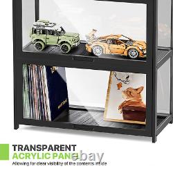 Acrylic Display Case Flip up Door 55 Wall Mounted Organizer Boxes Black, 4 Tiers