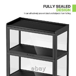 Acrylic Display Case Flip up Door 55 Wall Mounted Organizer Boxes Black, 4 Tiers