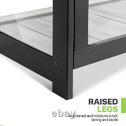 Acrylic Display Case Flip up Door 55 Wall Mounted Organizer Boxes Black, 4 Tiers