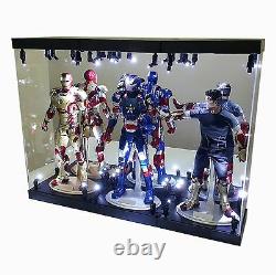 Acrylic Display Case Light Box for 3 12 1/6 Figure Captain America Steve Rogers
