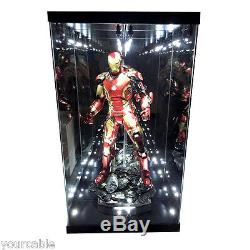 Acrylic Display Case Light Box for Hot Toys 1/4 Scale Iron Man Mark 43 45 Figure