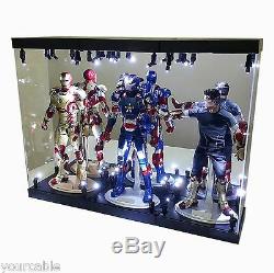 Acrylic Display Case Light Box for THREE 12 1/6th Scale Avengers Action Figure