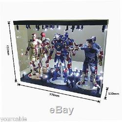 Acrylic Display Case Light Box for THREE 12 1/6th Scale Avengers Action Figure