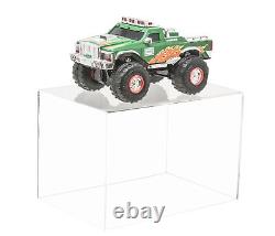 Acrylic Display Case Medium Rectangle Box withSilverRisers&Mirror12x8.25x8(A004)