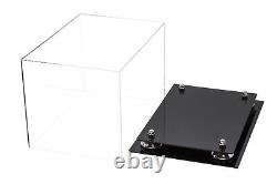 Acrylic Display Case Medium Rectangle Box withSilverRisers&Mirror12x8.25x8(A004)