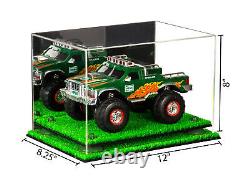 Acrylic Display Case-Rectangle Box with Mirror, Green Risers & Turf Base (A004)